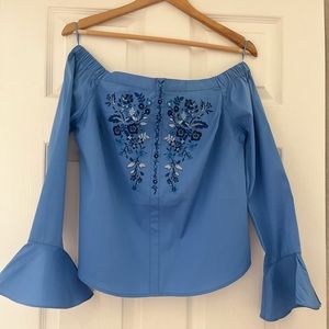 {Express} Embroidered off the shoulder top